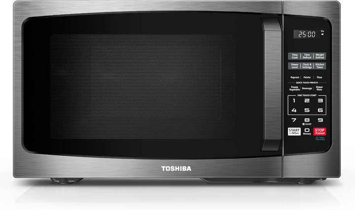 Microwave Oven, 0.9 Cu.Ft, 900W, Black Stainless Steel | 6 Auto Menus, Mute Function, Child Lock, LED Lighting, 10.6 Inch Removable Turntable, Perfect for Apartment
