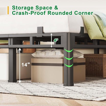 18 Inch King Bed Frame Double Layer 2 in 1 Platform with round Corner6