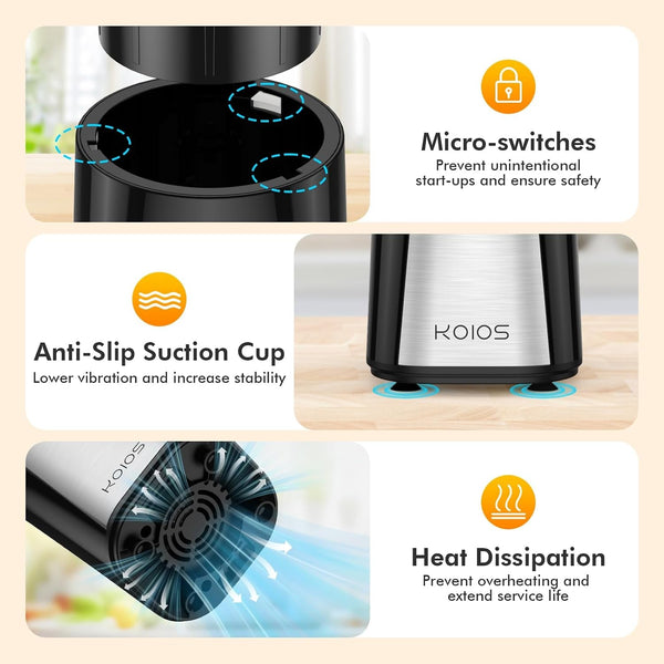 1000W Smoothie Blender, 15-In-1 Single Serve Set, Press-Twist Design | Personal Blender & Kitchen Countertop Smoothie Maker with 2X24Oz+17Oz Cup, Detachable 4-Blade, Frozen Drinks, Protein Shakes4