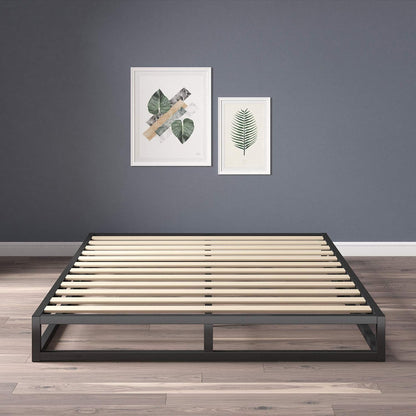 Joseph 6 Inch Metal Platform Bed Frame, Mattress Foundation, Wood Slat Support, No Box Spring Needed, Sturdy Steel Structure, Queen6