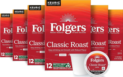 Classic Roast Coffee, Medium Roast, Keurig K-Cup Pods, 72 Count | 6 (12 Count) Boxes, Compatible with Keurig Coffee Makers1