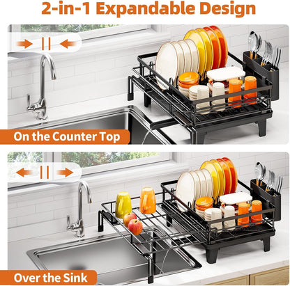 Expandable Sink Dish Drying Rack for Kitchen Counter, 1-Tier Black6
