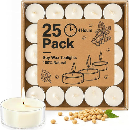 Tea Lights Candles, Votive Candles Bulk 25 Pack, 4 Hour1