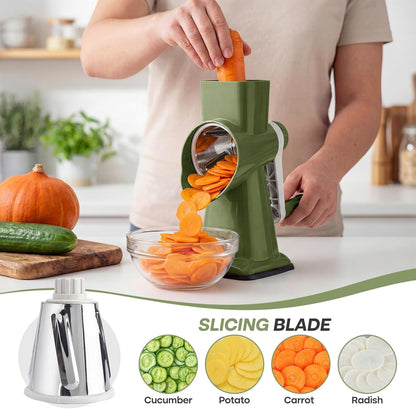 Rotary Cheese Grater, Cheese Grater Hand Crank, 3-Blade Grater | 3 Stainless Steel Drums Create Fine Shreds,Coarse Grates and Slices for Cheese, Vegetables, Salads, Pizza and Daily Meal Prep2