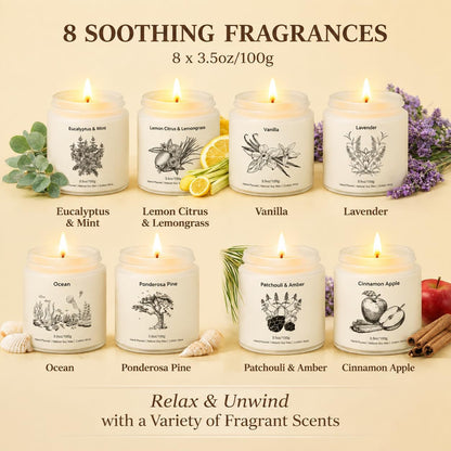Candles Gift Set,8 Pack Long Lasting Soy Candles for Home2