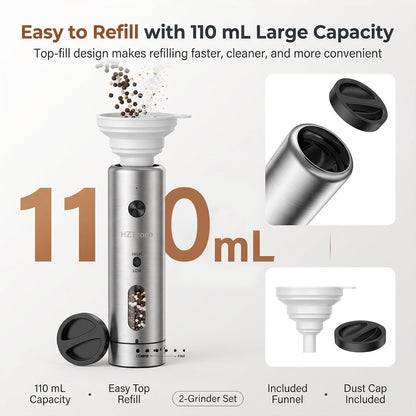 Automatic Electric Salt and Pepper Grinder Set with LED Light, 2 Pack 110Ml7