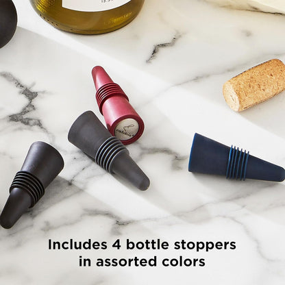 W6121 Bottle Stoppers Set of 4, Multicolor Wine Bottle Caps to Preserve Freshness, Stylish and Durable, Perfect for Parties and Gifts5
