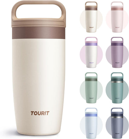 Travel Coffee Mug 16 Oz,Leakproof 2-Part Drink Lid Tumbler,Off-White1
