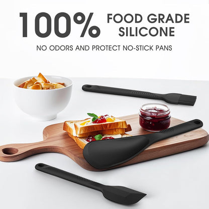 Silicone Cooking Utensils Set - 600°F Heat Resistant, Nonstick Kitchen Utensil Set with Spatulas, Spoons, Whisk, Tongs, BPA Free, Dishwasher Safe, Black6