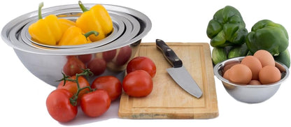(Set of 6) Mixing Bowls Standard Weight Stainless Steel, Mirror Finish, 3/4, 11/2, 3, 4, 5, and 8 Qt3