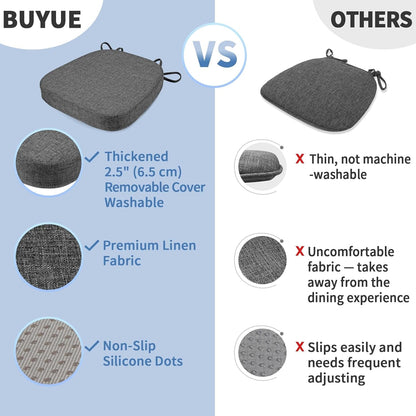 Thickened 2.5" Friendly Woven Fabric Dining Chair Cushion, U-Shape High Density Foam Comfortable Chair Pad for Kitchen, Slip Resistant Indoor Seat Cushion (1 Piece, Dark Gray)6