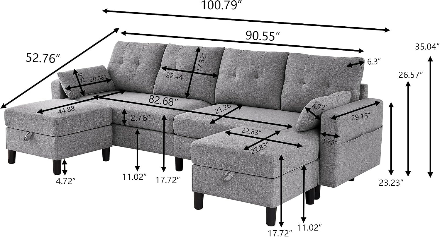 convertible-sectional-sofa-couch-101-u-shaped-couch-with-storage-chaise-and-side-pocket-modern-polyester-4-seat-reversible-sofa-set-for-living-room-light-grey