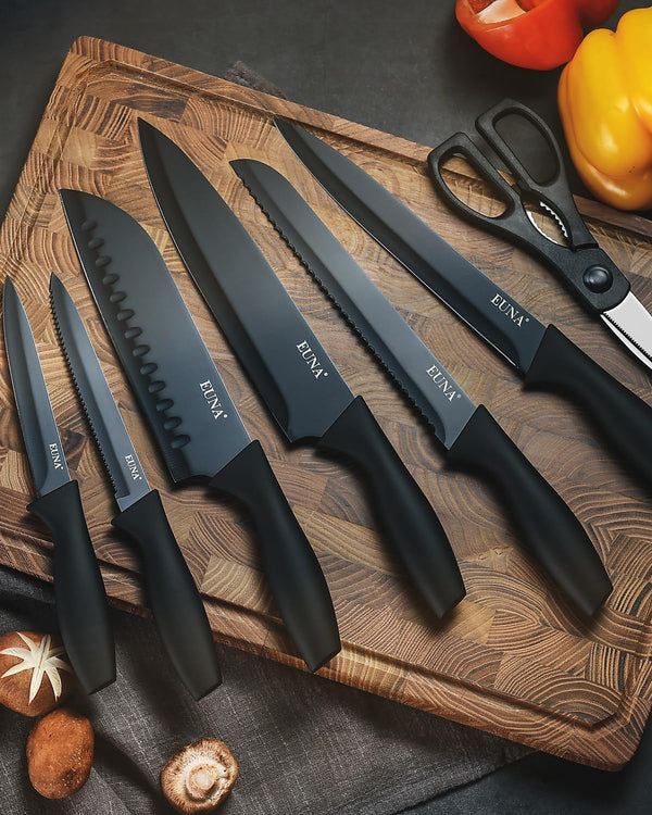 Kitchen Knife Set, 19 PCS Black Knife Set with Acrylic Block and Sharpener, German High-Carbon Stainless Steel Knife Sets with 6 Serrated Steak Knives, Bread Knife, Chef Knife, Dishwasher Safe2