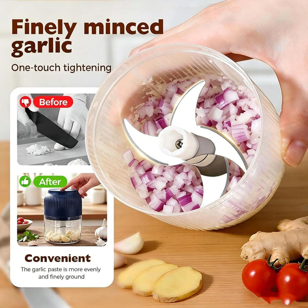 Electric Garlic Chopper, 2026 New Mini Food Processor & Food Chopper for Kitchen, Portable Cordless Garlic Mincer, Onion, Ginger, Chili(350Ml Blue)5
