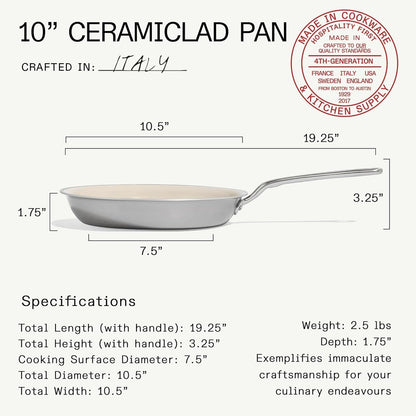 Made in Cookware - 3-Piece (Includes 8",10",12") Ceramiclad 2.0 Non Stick Frying Pan Set (Stainless Handle) - 5-Ply Stainless Clad with Stay-Cool Handle - Professional Cookware - Crafted in Italy4