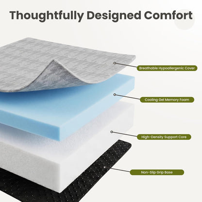 6" Trifold Mattress Full Size, Thick Memory Foam Futon Topper with Portable Handles & Removable Washable Cover, Floor Sofa Bed with Non-Slip Bottom for Camping Pad, Guest Bed, Yoga, Rv (Grey)6