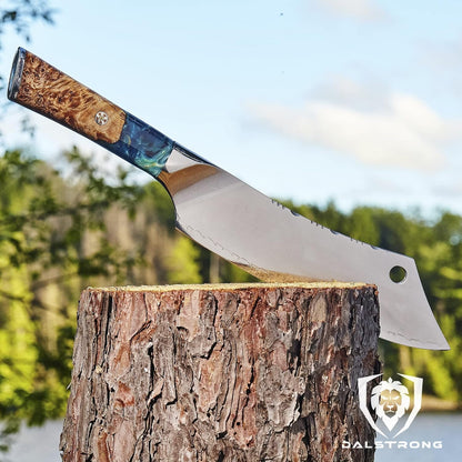 Chef & Cleaver Hybrid Knife - the 'Crixus' - 8 Inch - Valhalla Series - 9CR18MOV HC Steel - Celestial Resin & Wood Handle - Razor Sharp Chef'S Knife - W/Leather Sheath8