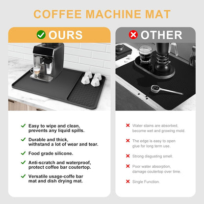 Silicone Coffee Mat, 24''X16'' Bar Mat with Detachable Dish Drying Mat - Fits under Coffee Maker & Dish Rack6