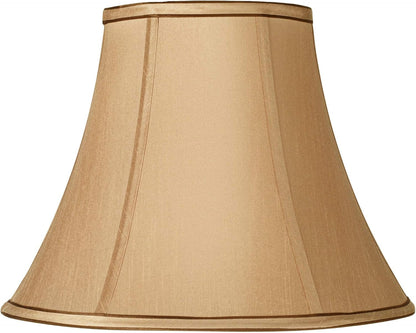 Ginna Large Tan and Brown Bell Lamp Shade 7X14X11 (Spider) | 7" Top X 14" Bottom X 11" High Replacement for Table Lamps Harp + Finial1