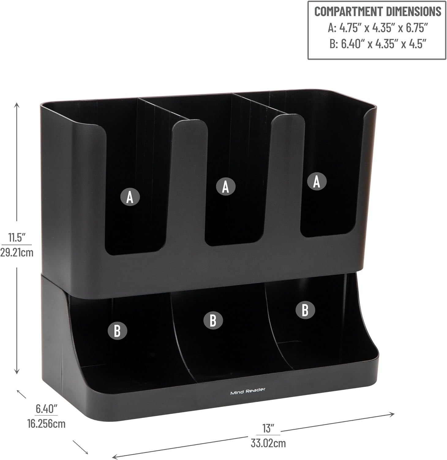 condiment-station-13-inch-countertop-coffee-bar-organizer-with-6-compartments-storage-caddy-for-cups-lids-and-packets-plastic-black