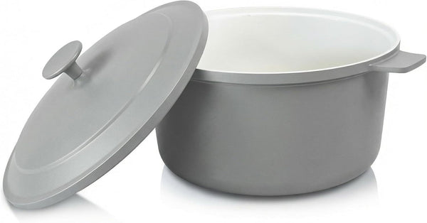 5 Qt Dutch Oven Pot with Lid, Ceramic Nonstick, Gray | Lightweight, Non Toxic PFOA/PFOS/PTFE Free, Self Basting Lid, Induction Compatible, Dishwasher and Oven Safe1