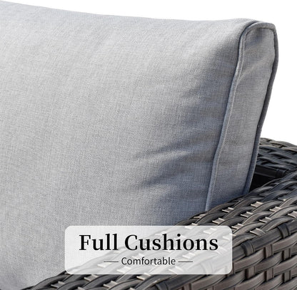 13 Piece Patio Sectional Furniture Set with Fire Pit Table,Modern Wicker Outdoor Conversation Sofa Sets,All Weather Modular L Shaped outside Couch Swivel Chair Set(Light Grey)8