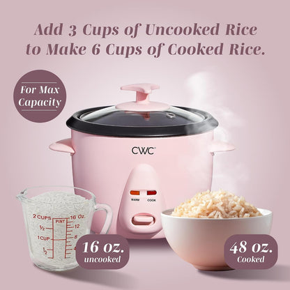 6 Cup Rice Cooker 300W - Effortless Cooking and Perfectly, Cooks 3 Cups of Raw Rice for 6 Cups of Cooked Rice, Pink8