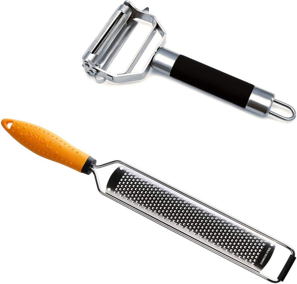 PRO Zester & Grater and Dual Julienne & Vegetable Peeler - Non-Slip Comfortable Handle - Amazing Tools for Making Delicious Salads and Veggie Noodles - 2 Item Bundle1
