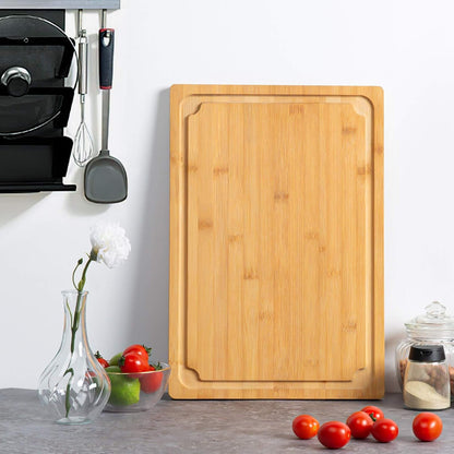 Extra Large Cutting Board, 17.6" Bamboo Cutting Boards for Kitchen with Juice Groove and Handles Kitchen Chopping Board for Meat Cheese Board Heavy Duty Serving Tray, XL,7