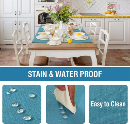 Linen Placemats Set of 4 Premium Solid Table Placemats for Dining Table Spill-Proof Waterproof Table Mats Heat-Resistant Kitchen Table Mats Washable, 12X18 Inches, Teal3