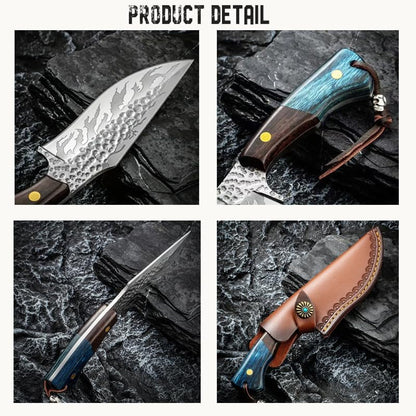 Meat Cleaver, Stainless Steel Handmade Forge Boning Knife Kitchen Chef Knife Butcher Knives Wooden Handle7