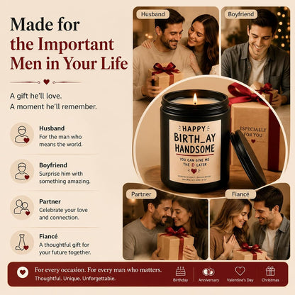 Funny Birthday Gifts for Husband, Boyfriend, Sandalwood Amber Soy Wax Candle for Him, Cheeky Birthday Gift for Men, 9 Oz Black Jar Candle6