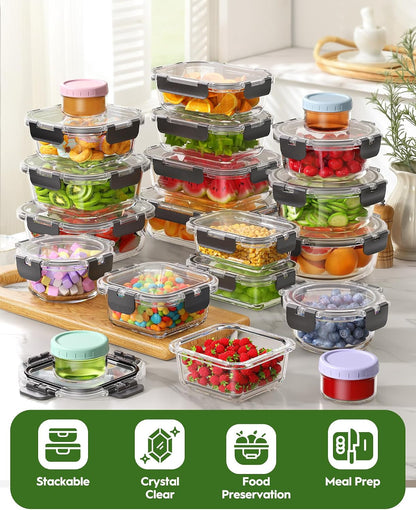 40 Piece Glass Food Storage Containers with Airtight Lids7