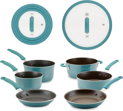 Cook + Create Aluminum Nonstick Cookware Set, 10-Piece, Agave Blue14