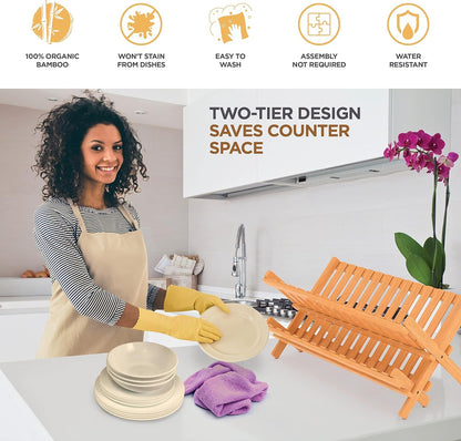 Collapsible Dish Drying Rack, Foldable Kitchen Counter Dish Drainer2