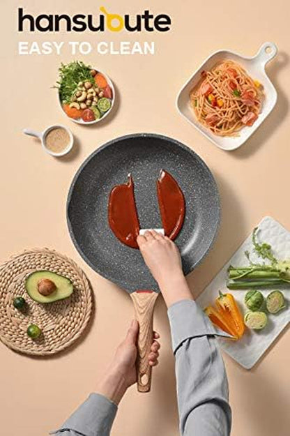 Induction Nonstick Frying Pan,Light Weight Skillet,Healthy Non Toxic Omelet Pan,All Stoves Compatible Egg Pan (Grey, 8Inch)4