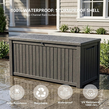 Outdoor Storage Box, 200 Gallon Waterproof Deck Box [Upgraded 3.0], Premium Hydraulic Cushion Storage Chest, High-Load Lockable Two-Seater Patio Storage Bench, Large Country Estate, Black5