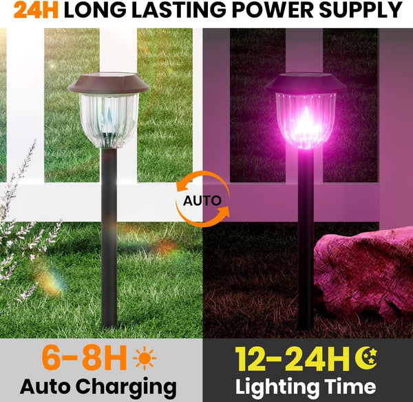 Solar Yard Lights, 4 Pack, 7 Colors, Multicolor, IP656