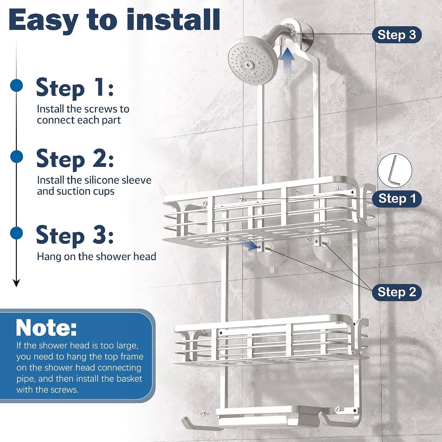 shower-caddy-hanging-never-rust-aluminum-shower-organizer-over-showerhead-no-drilling-shower-racks-with-soap-holder-multi-hooks-bathroom-storage-for-shampoo-sponge-silvery