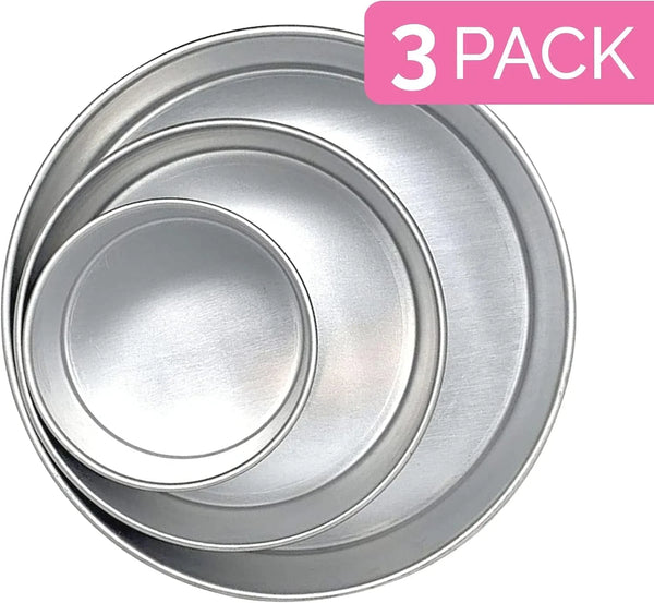 Tall round Cake Pans - 4-Inch, 6-Inch, 8-Inch Cake Pan Set for 3-Tiered Cake - Aluminum Cake Pans Sets for Baking Wedding or Birthday Cakes and More8