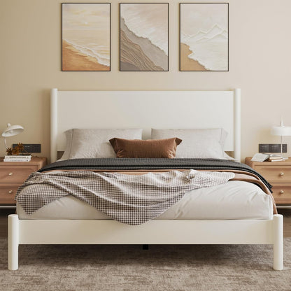 Full Size Modern Minimalist Wood Platform Bed Frame, White1