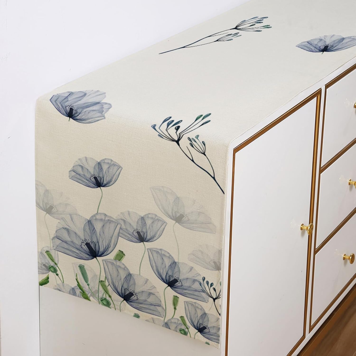 poppy-floral-leaves-table-runner-13x72-inch-seasonal-spring-summer-blue-flower-kitchen-dinning-table-decoration-for-home-party-decor