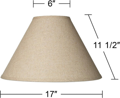 Fine Large Burlap Empire Lamp Shades 6X17X11.5 (Spider) Set of 2 | 6" Top X 17" Bottom X 11.5" High Replacement for Table + Floor Lamps Shade Pre-Assembled Beige Harp + Finial Fitting4
