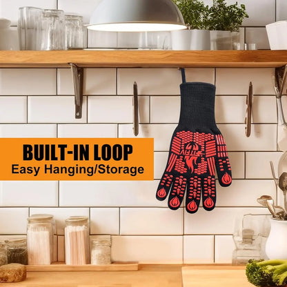 BBQ Gloves, 1472°F Heat Resistant with Silicone Grip Oven Mitts | Non-Slip Grip, for BBQ, Grilling, Oven, Smoker, Cooking and Baking7