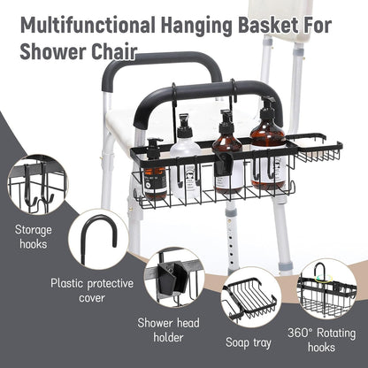 Shower Caddy Basket Hanging on Shower Chair Arms6