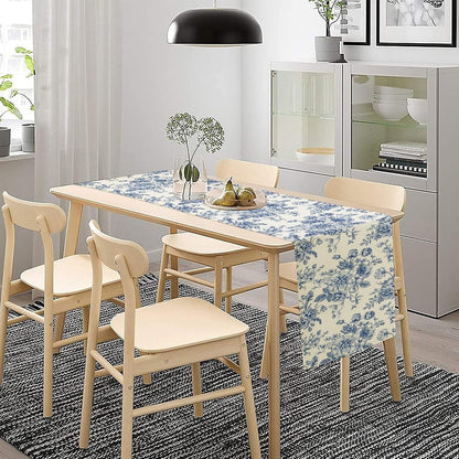 Floral Table Runner,Blue Flower Table Decoration Chinoiserie Dinner Table Decoration for Home Living Room Kitchen Dining Room Party Indoor Outdoor 13X36In3