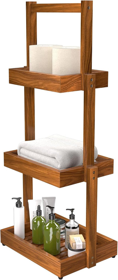 Teak Shower Shelf Bathroom Organizer - 3 Tier1