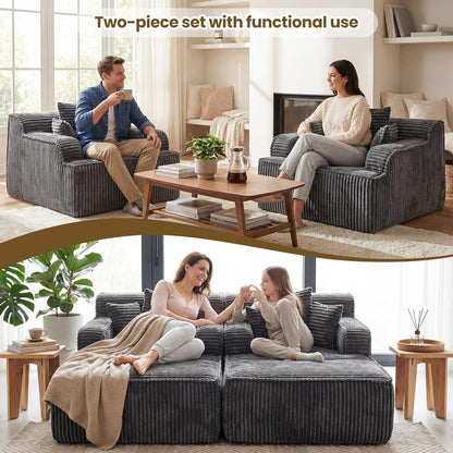 Chaise Lounge Chair Indoor,Boneless Chair with Ottoman,Comfy Reading Chair for Adults,Small Sofa Bed Couch for Living Room,Single Sleeper Chair Bed,Grey5