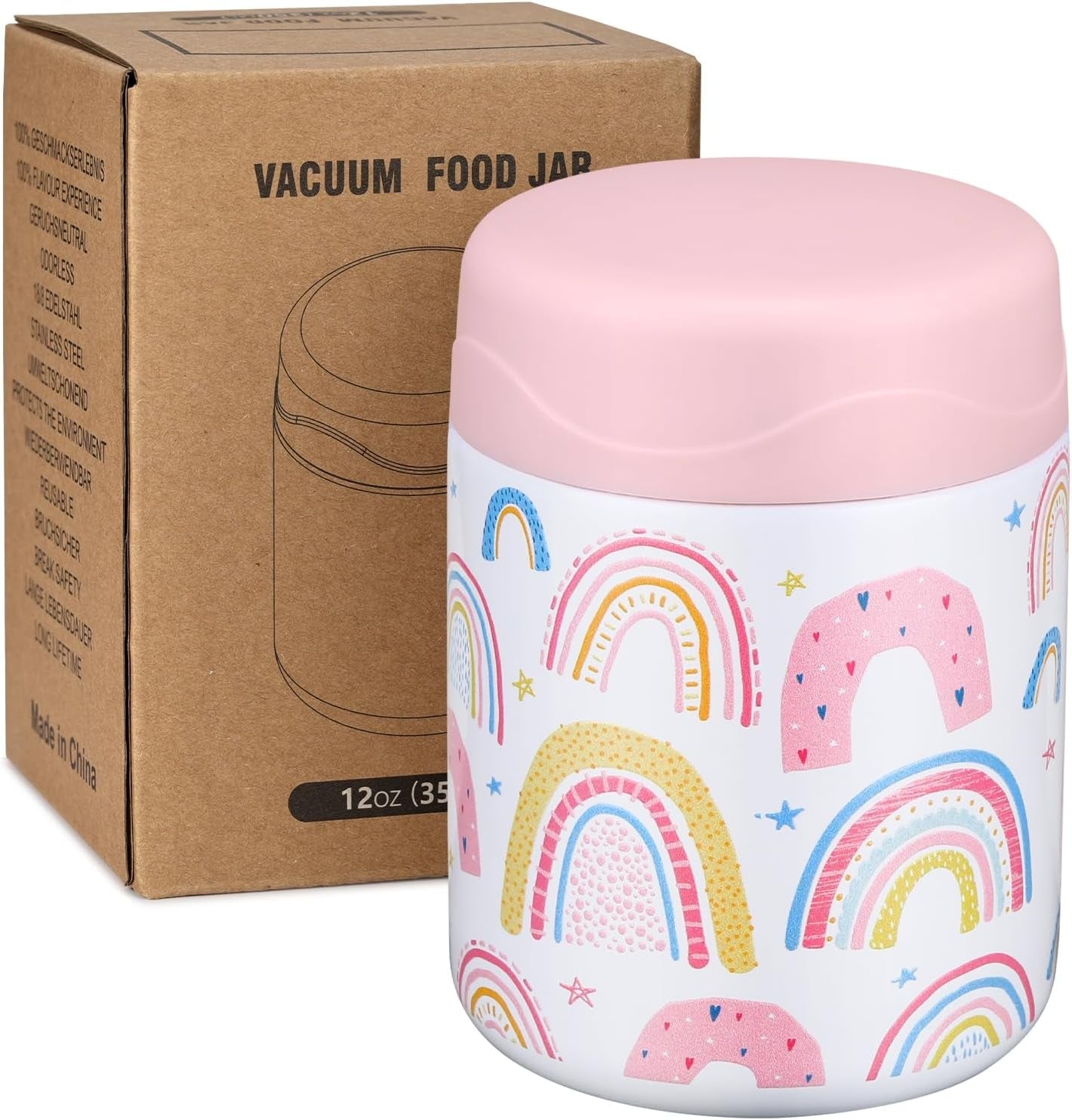 12oz-soup-thermo-for-hot-food-kids-insulated-food-jar-wide-mouth-lunch-container-leak-proof-stainless-steel-vacuum-bento-box-for-school-office-travel-outdoors-white-rainbow