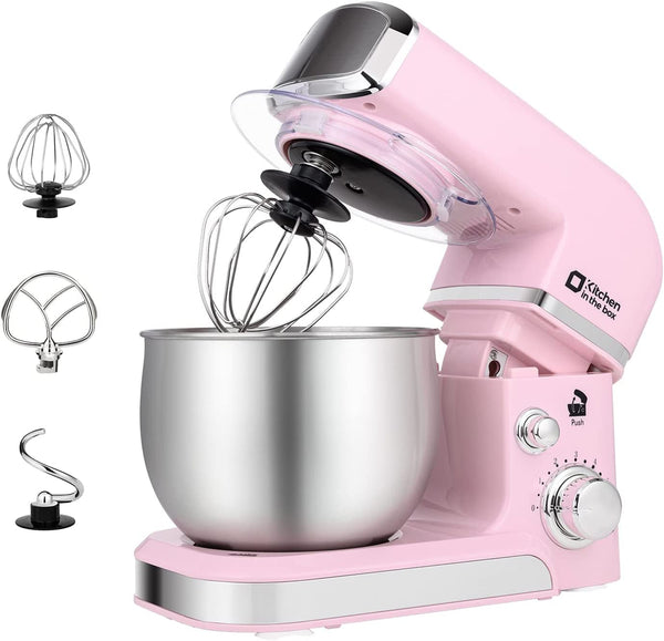 Stand Mixer,3.2Qt Small Electric Food Mixer,6 Speeds Portable Lightweight Kitchen Mixer for Daily Use with Egg Whisk,Dough Hook,Flat Beater (Pink)1